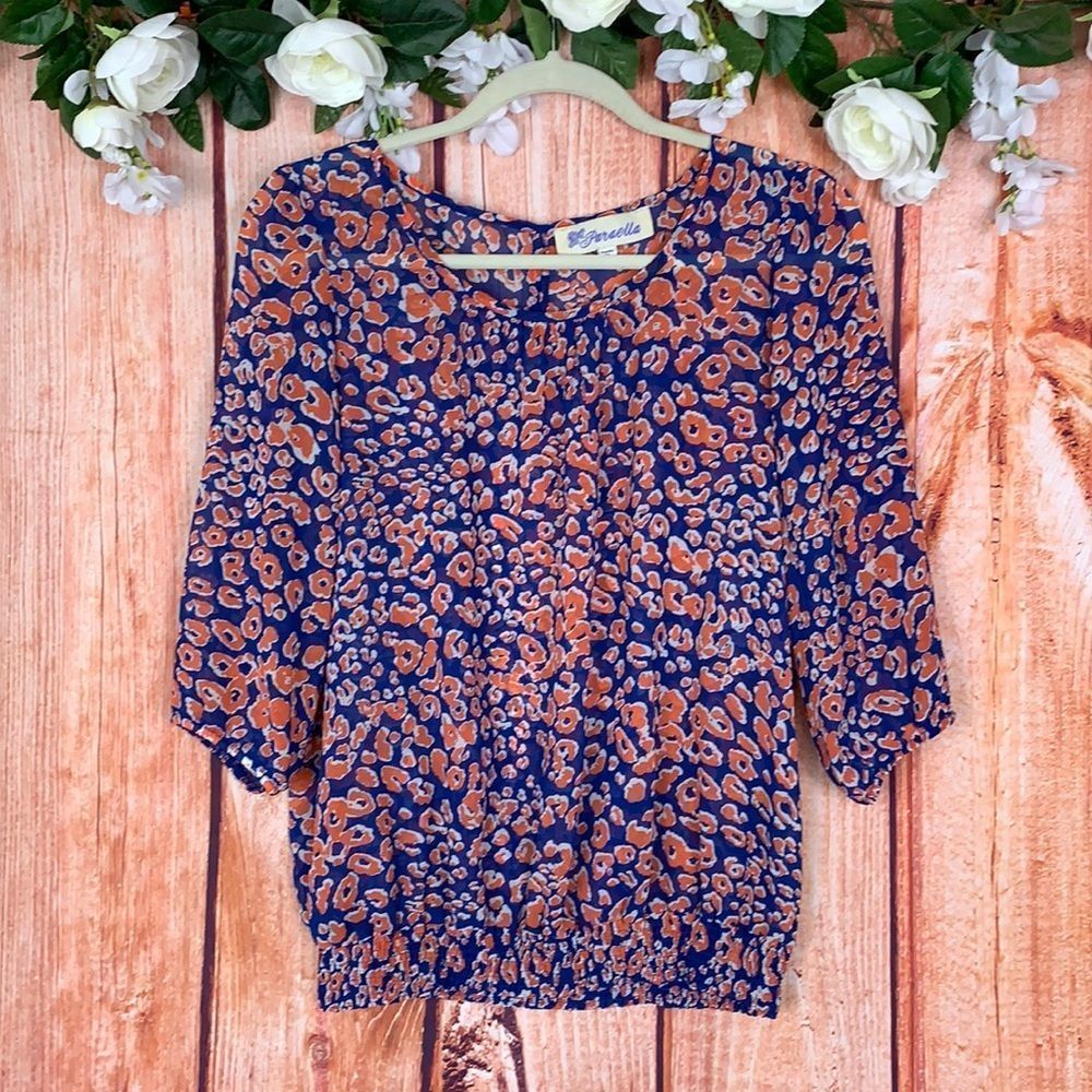 Animal Print Wild Sheer Smock Blouse Top 1684